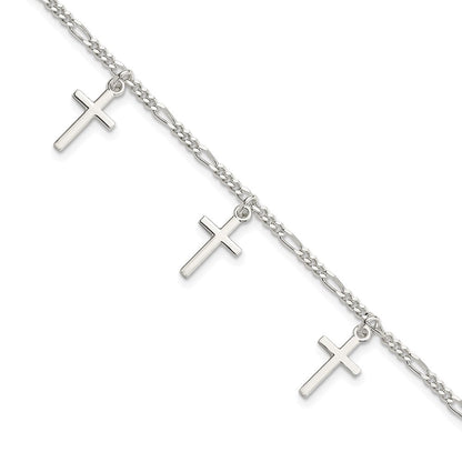 7.5 Zoll Sterlingsilber Poliert Kreuz 7.5 Zoll Armband