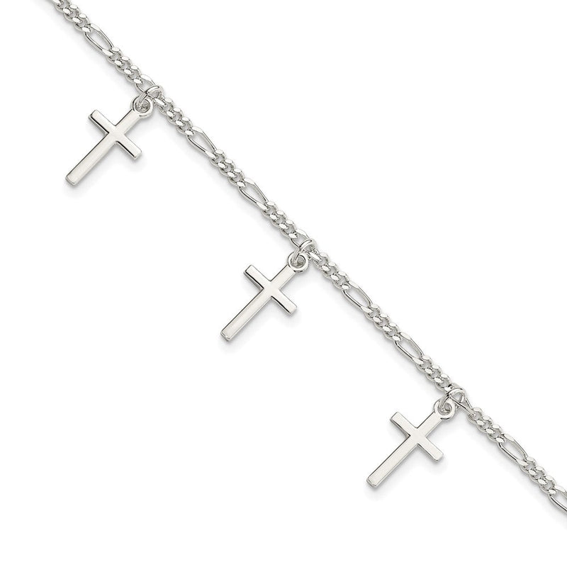 7.5 Zoll Sterlingsilber Poliert Kreuz 7.5 Zoll Armband