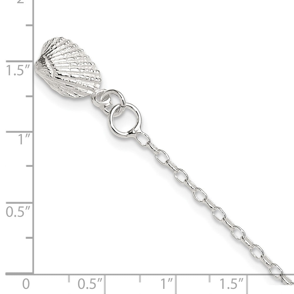 Sterlingsilber Massiv Poliert 3-d Muschel Fußkettchen