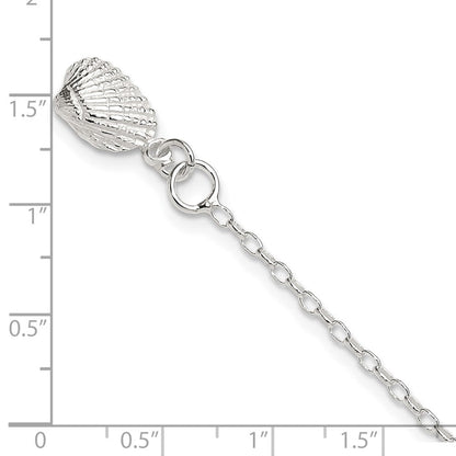 Sterlingsilber Massiv Poliert 3-d Muschel Fußkettchen