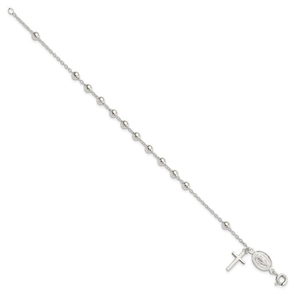 Sterlingsilber Gekugelt Poliert Rosenkranz 7.5 Zoll Armband