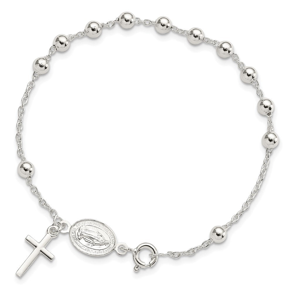 Sterlingsilber Gekugelt Poliert Rosenkranz 7.5 Zoll Armband
