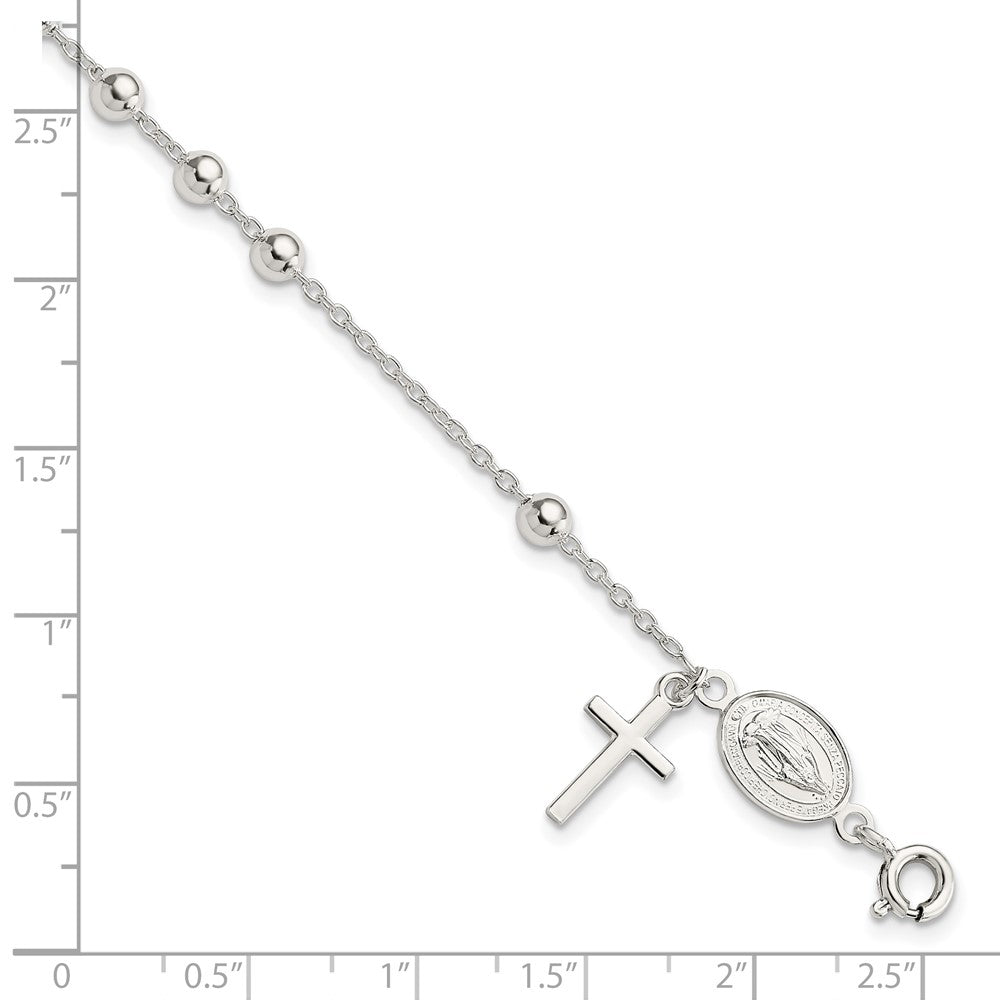 Sterlingsilber Gekugelt Poliert Rosenkranz 7.5 Zoll Armband