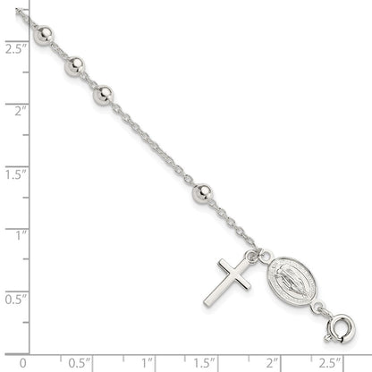 Sterlingsilber Gekugelt Poliert Rosenkranz 7.5 Zoll Armband