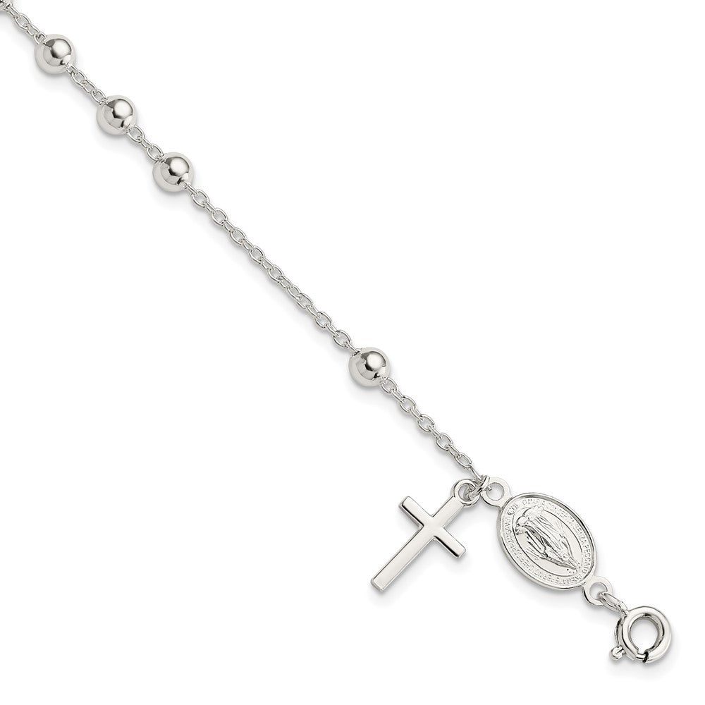Sterlingsilber Gekugelt Poliert Rosenkranz 7.5 Zoll Armband