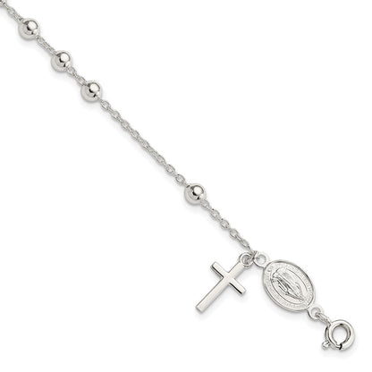 Sterlingsilber Gekugelt Poliert Rosenkranz 7.5 Zoll Armband