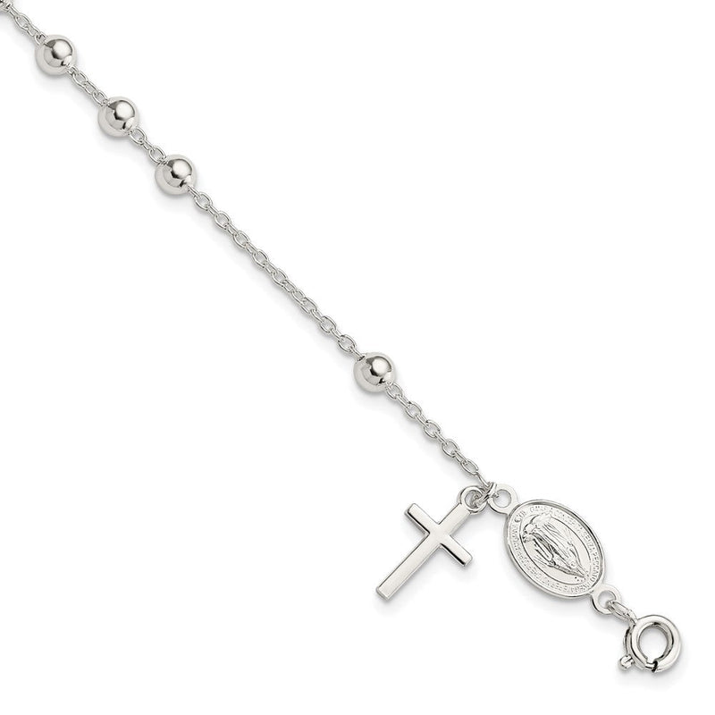 Sterlingsilber Gekugelt Poliert Rosenkranz 7.5 Zoll Armband