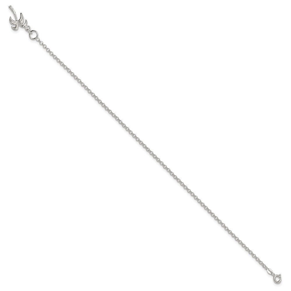 Sterlingsilber 10inch Massiv Poliert Palme Baum Fußkettchen