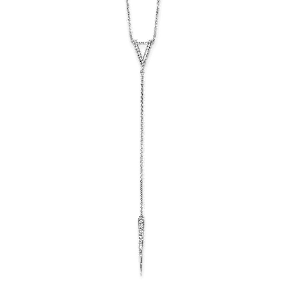 Sterlingsilber Rhodiniert Zirkonia 18 Zoll Tropfen Halskette