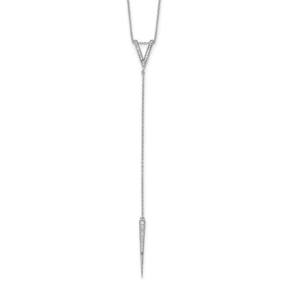 Sterlingsilber Rhodiniert Zirkonia 18 Zoll Tropfen Halskette