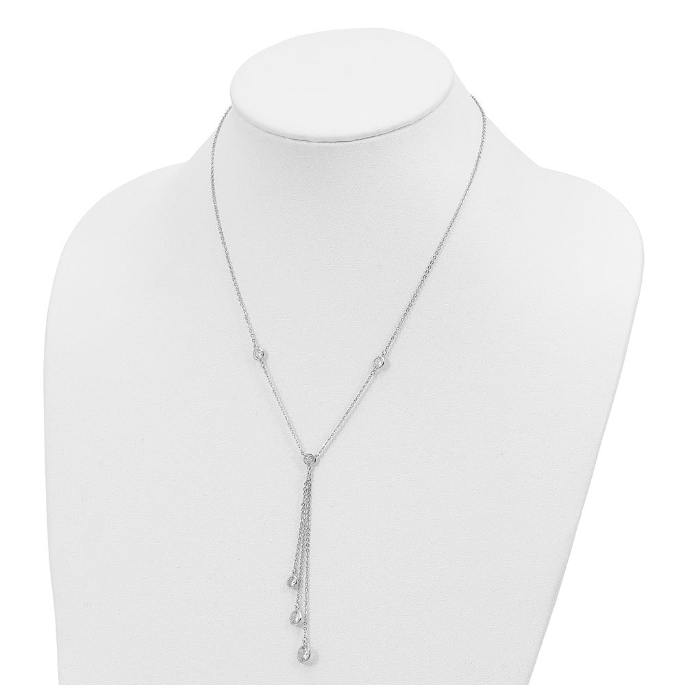 Sterlingsilber Rhodiniert Zirkonia Y-drop Halskette