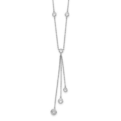 Sterlingsilber Rhodiniert Zirkonia Y-drop Halskette