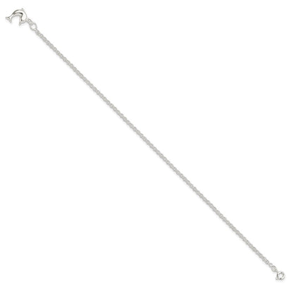 Sterlingsilber 10inch Hohl Poliert 3-d Delfin Fußkettchen