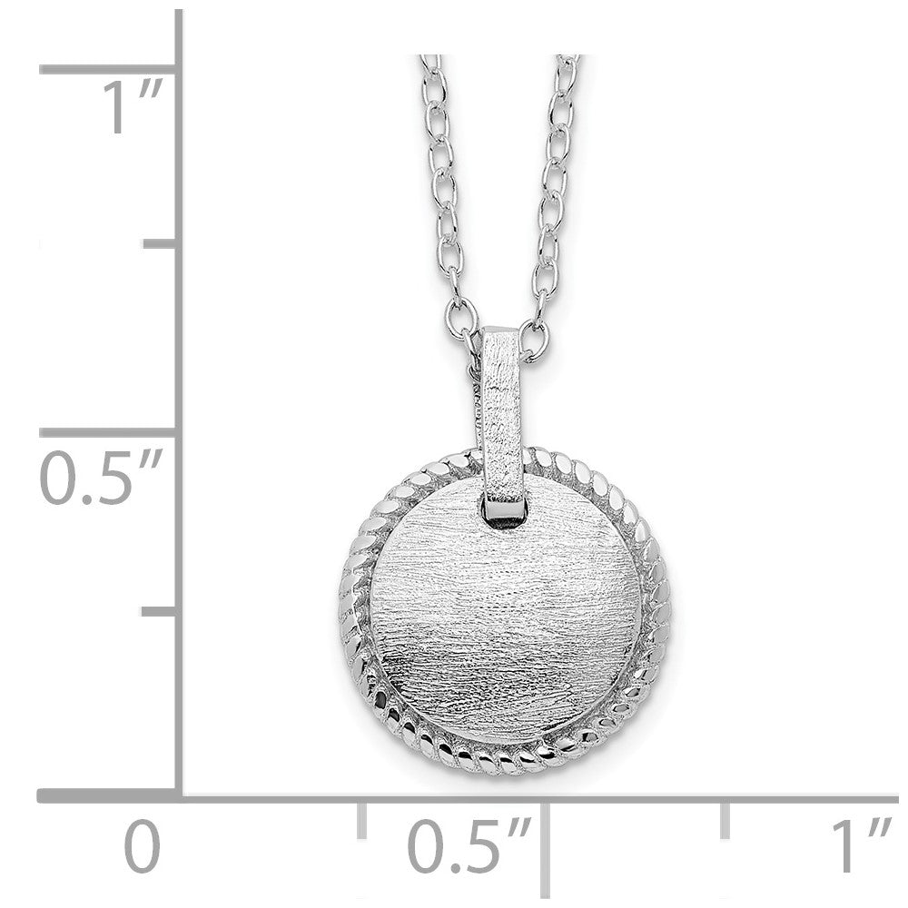 Sterlingsilber Rhodiniert Matt Gewölbt Kreis mit 2 Zoll Verlängerung. Halskette