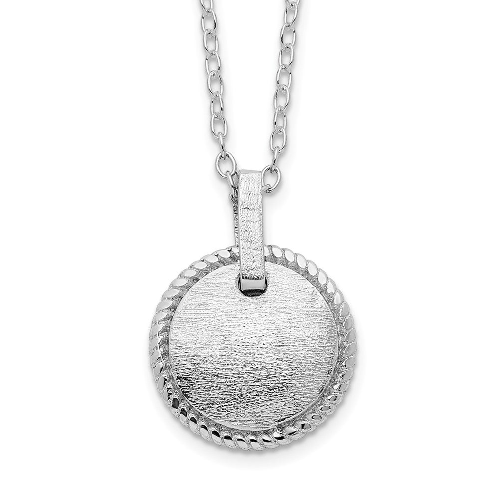 Sterlingsilber Rhodiniert Matt Gewölbt Kreis mit 2 Zoll Verlängerung. Halskette