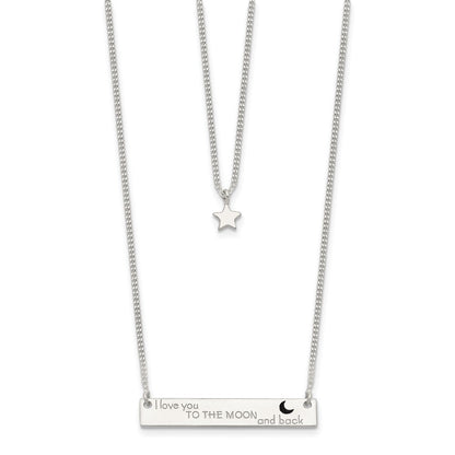 Sterlingsilber Emailliert Mond und Rückseite 2-strand Stab Halskette