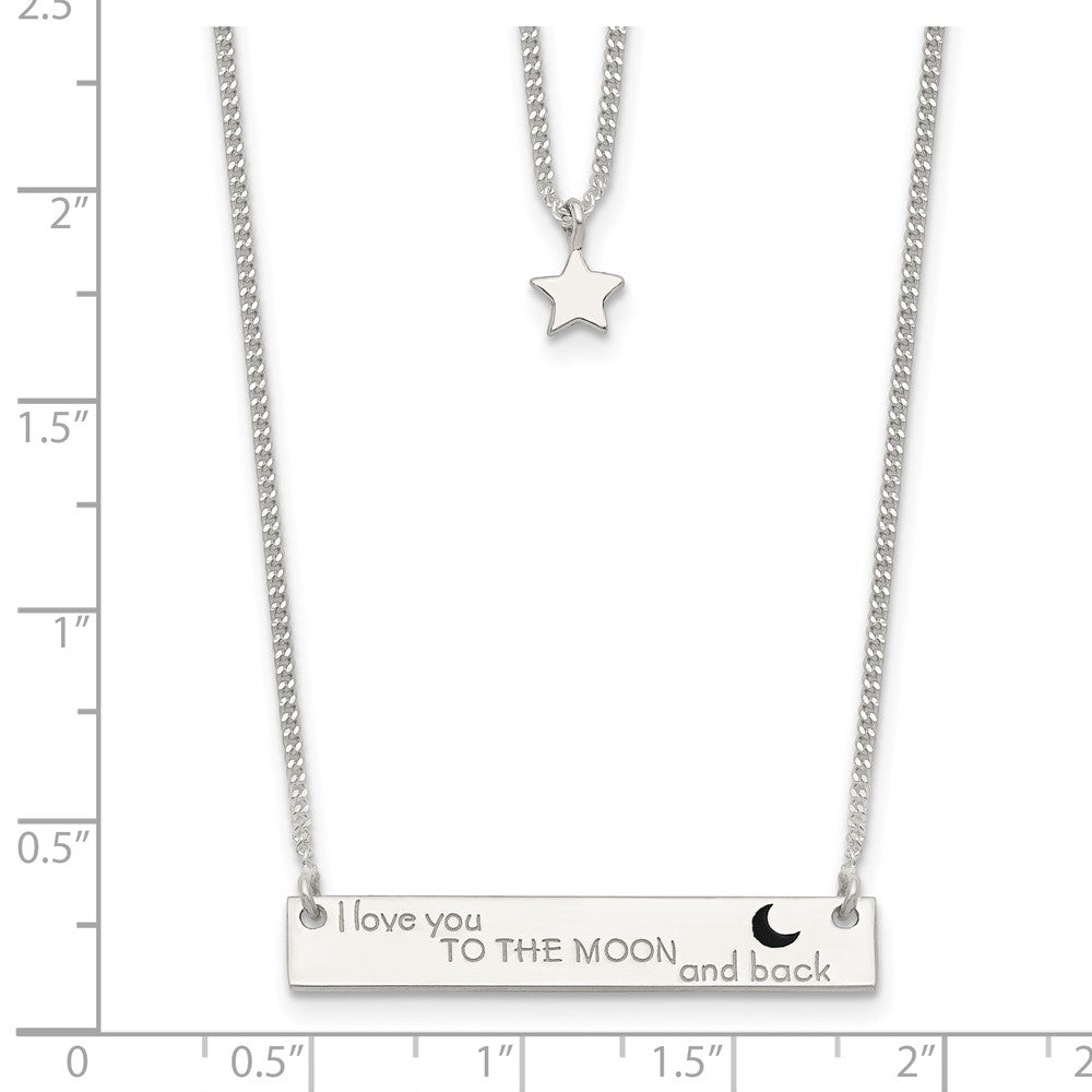 Sterlingsilber Emailliert Mond und Rückseite 2-strand Stab Halskette