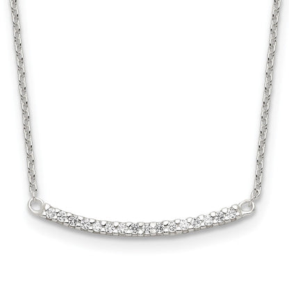 Sterlingsilber Zirkonia 18 Zoll Gebogen Stab Halskette