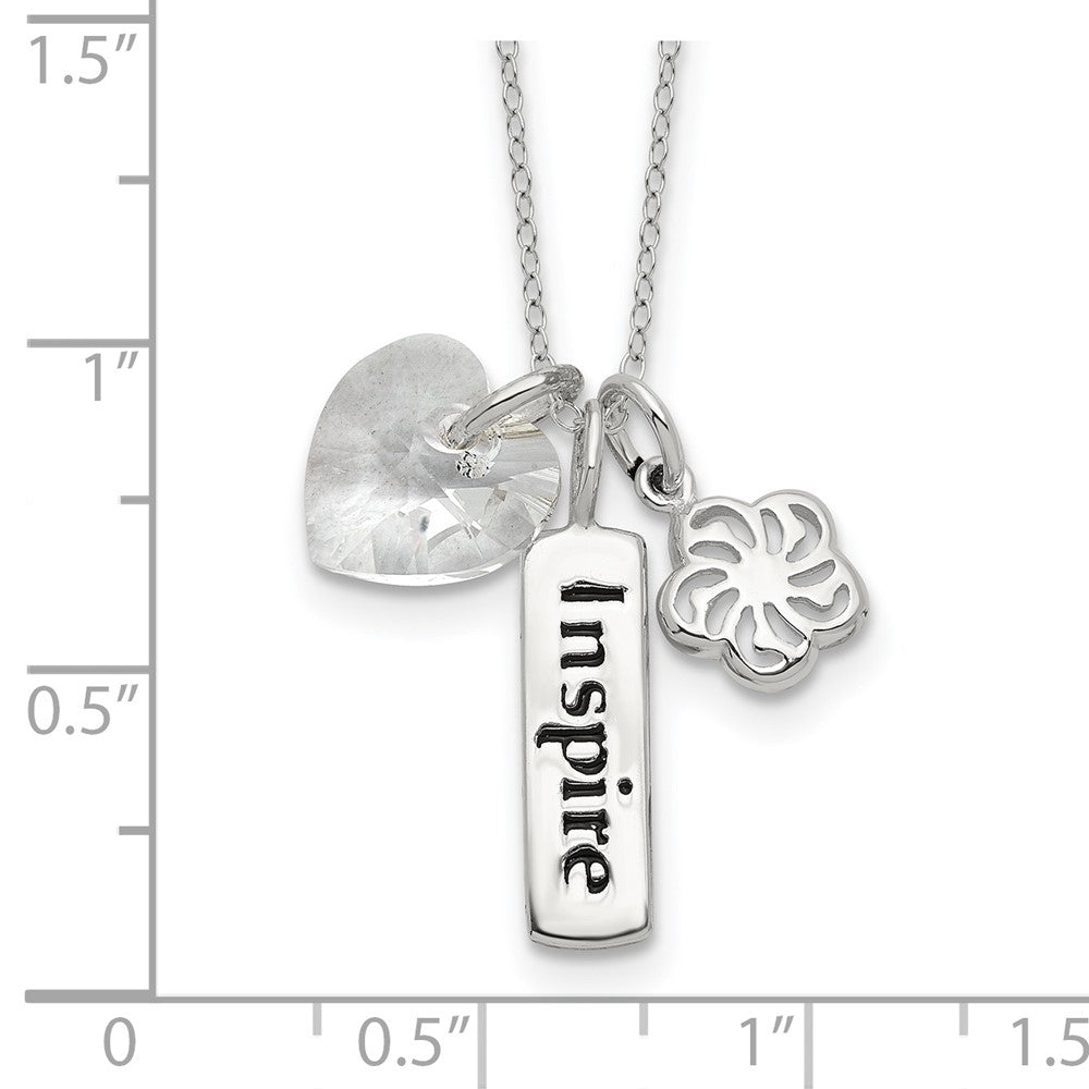 Sterlingsilber Emailliert Inspire Kristall Herz Halskette