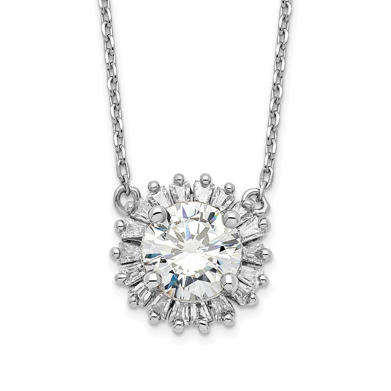 Sterlingsilber Rhodiniert Zirkonia mit 2 Zoll Verlängerung. Fantasie Halskette