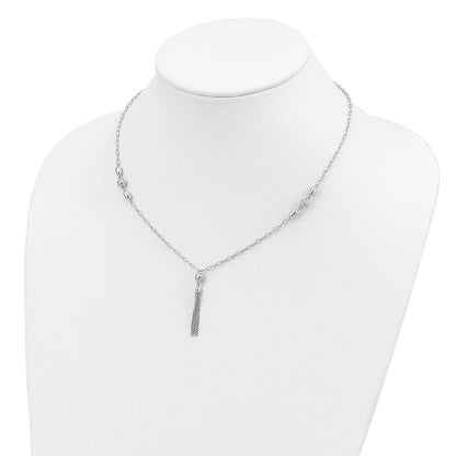 Sterlingsilber Rhodiniert Diamantiert Poliert Gekugelt Tassel Halskette