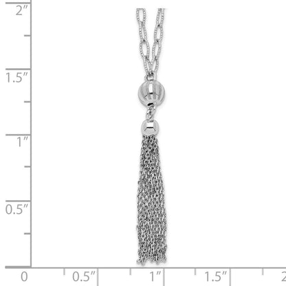 Sterlingsilber Rhodiniert Diamantiert Poliert Gekugelt Tassel Halskette