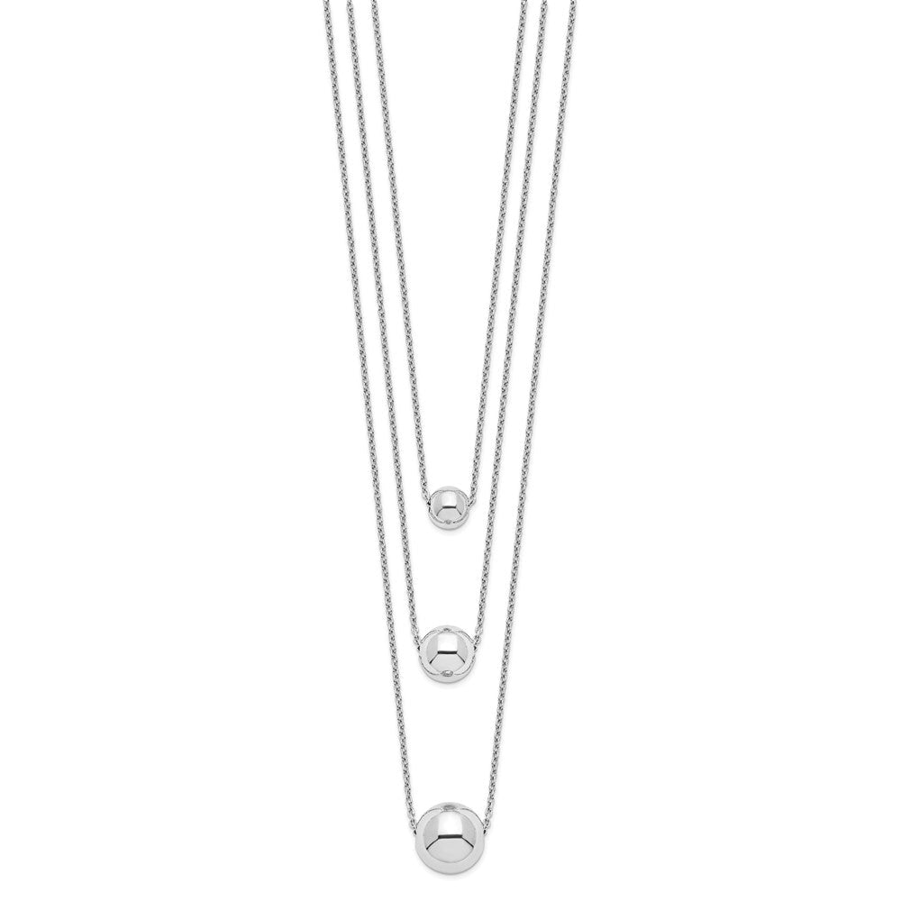Sterlingsilber Rhodiniert 3-strand mit 2 Zoll Verlängerung. Poliert Halskette