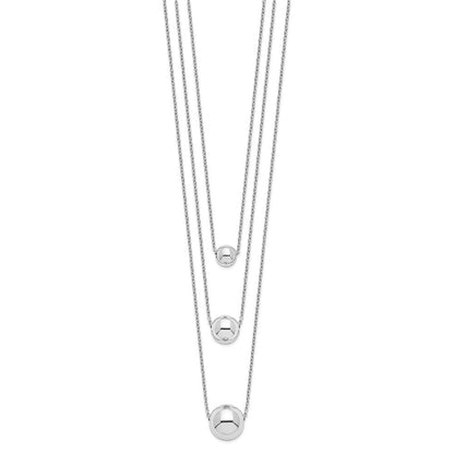 Sterlingsilber Rhodiniert 3-strand mit 2 Zoll Verlängerung. Poliert Halskette