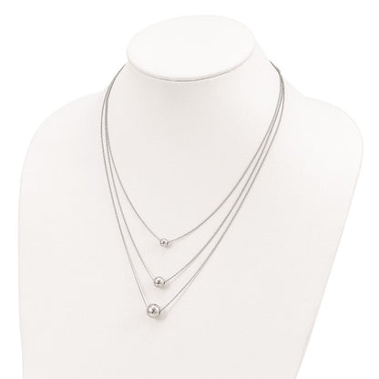 Sterlingsilber Rhodiniert 3-strand mit 2 Zoll Verlängerung. Poliert Halskette