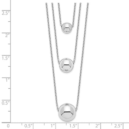Sterlingsilber Rhodiniert 3-strand mit 2 Zoll Verlängerung. Poliert Halskette