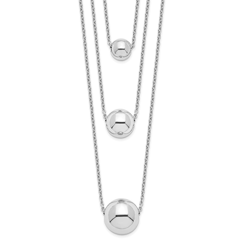 Sterlingsilber Rhodiniert 3-strand mit 2 Zoll Verlängerung. Poliert Halskette