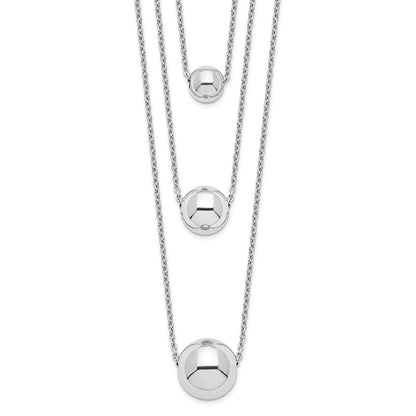Sterlingsilber Rhodiniert 3-strand mit 2 Zoll Verlängerung. Poliert Halskette