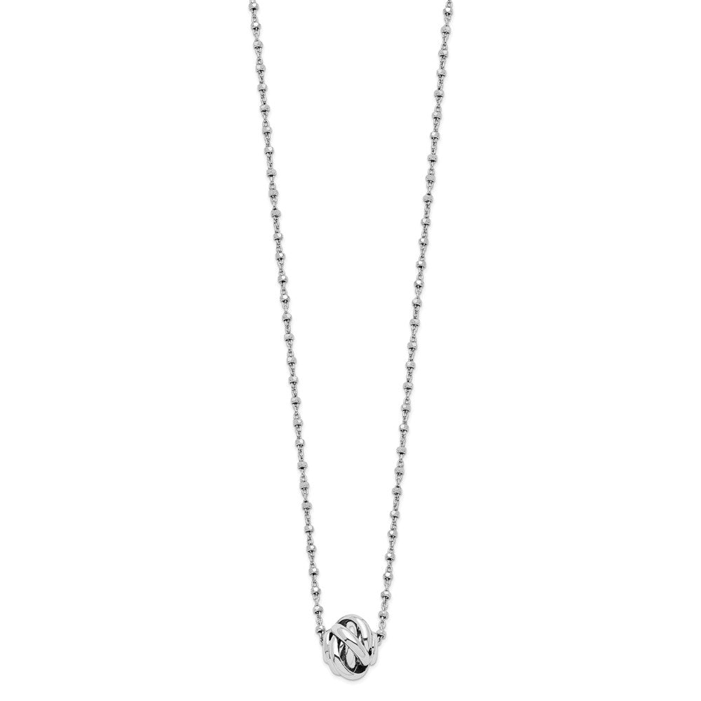 18 Zoll Sterlingsilber Rhodiniert Poliert Liebe Knoten Diamantiert Halskette