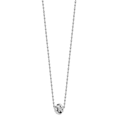 18 Zoll Sterlingsilber Rhodiniert Poliert Liebe Knoten Diamantiert Halskette