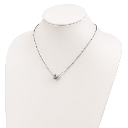 18 Zoll Sterlingsilber Rhodiniert Poliert Liebe Knoten Diamantiert Halskette
