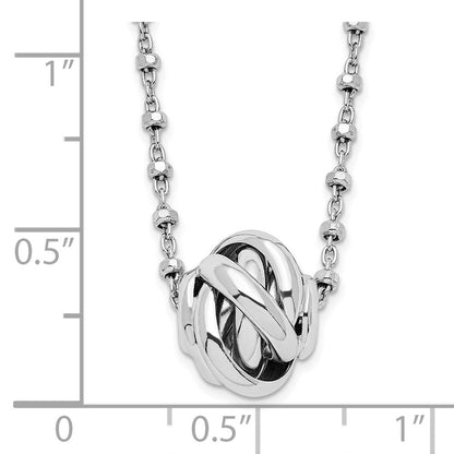 18 Zoll Sterlingsilber Rhodiniert Poliert Liebe Knoten Diamantiert Halskette