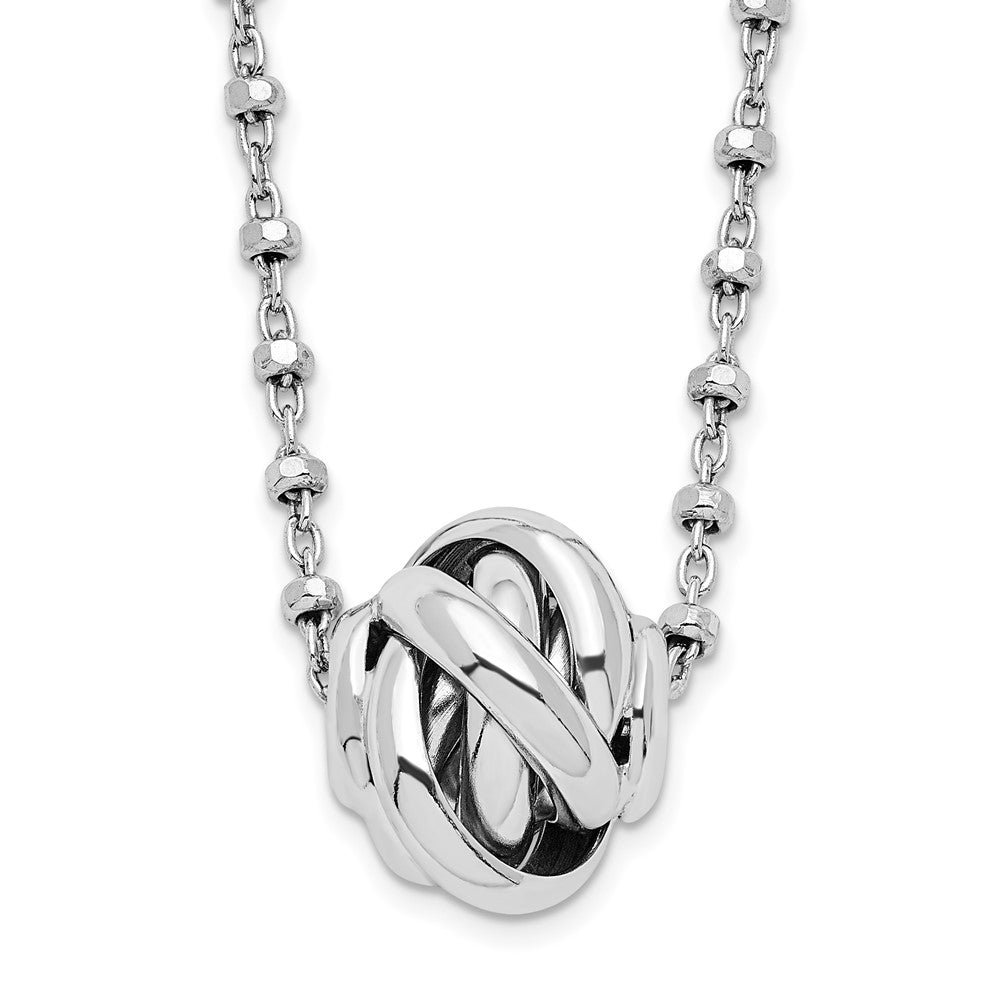 18 Zoll Sterlingsilber Rhodiniert Poliert Liebe Knoten Diamantiert Halskette