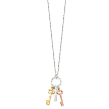 Sterlingsilber Roséfarben und Goldfarben Keys Halskette