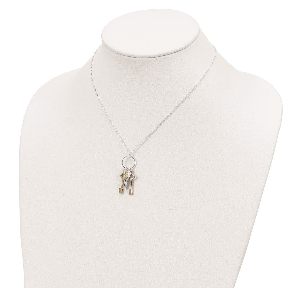 Sterlingsilber Roséfarben und Goldfarben Keys Halskette