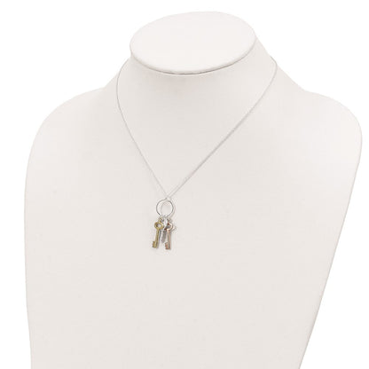 Sterlingsilber Roséfarben und Goldfarben Keys Halskette