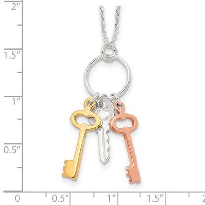 Sterlingsilber Roséfarben und Goldfarben Keys Halskette