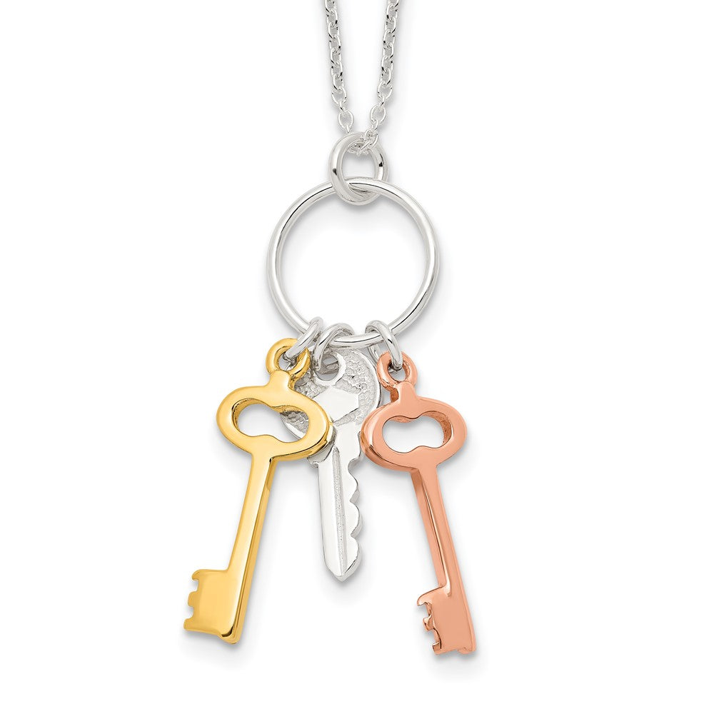 Sterlingsilber Roséfarben und Goldfarben Keys Halskette
