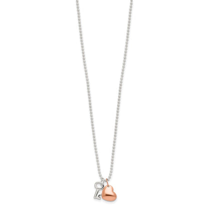 Sterlingsilber Roséfarben Herz und Key 19 Zoll Halskette