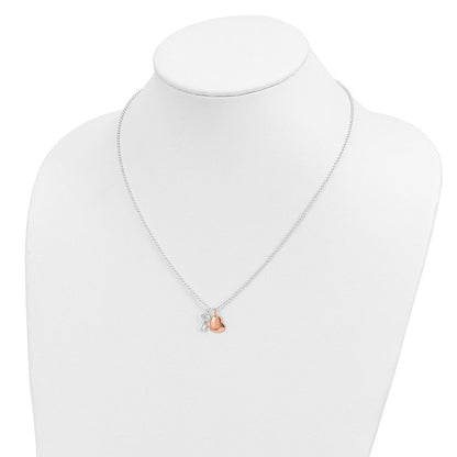 Sterlingsilber Roséfarben Herz und Key 19 Zoll Halskette