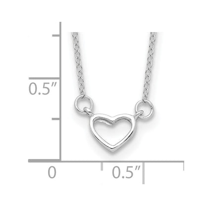 Sterlingsilber Rhodiniert Herz 17 Zoll Plus 2 Zoll Verlängerung. Halskette