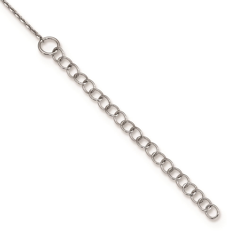 Sterlingsilber Rhodiniert Zirkonia Herz mit 2 Zoll Verlängerung. Stab Halskette