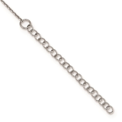 Sterlingsilber Rhodiniert Zirkonia Herz mit 2 Zoll Verlängerung. Stab Halskette