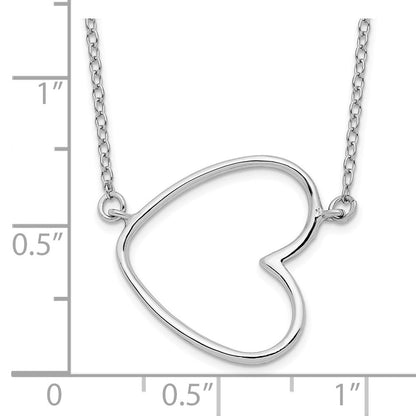 Sterlingsilber Rhodiniert 18 Zoll Herz Halskette