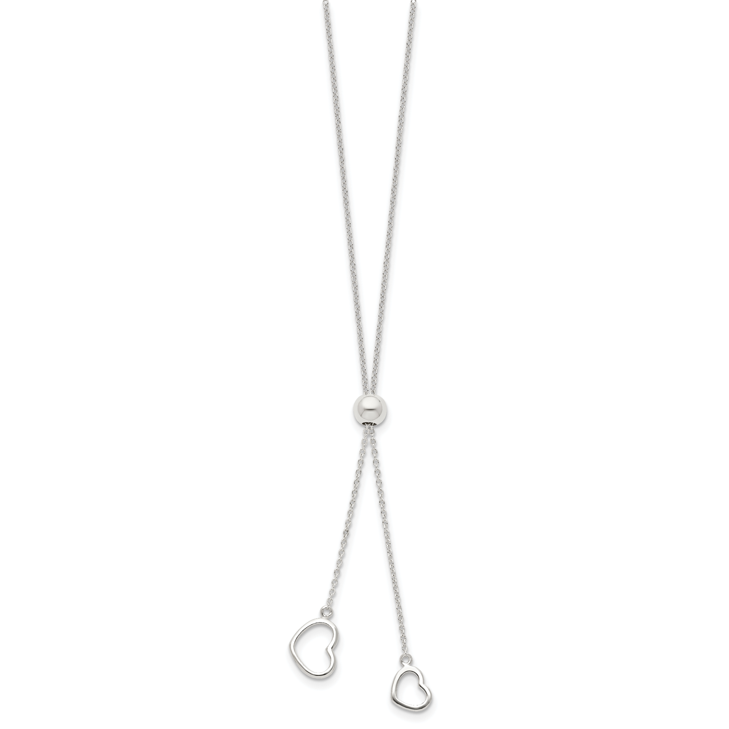 Sterlingsilber Poliert 2-heart Adjusts Up To 19.5 Zoll Halskette