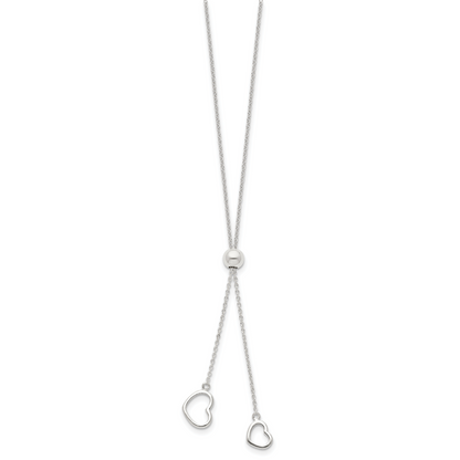 Sterlingsilber Poliert 2-heart Adjusts Up To 19.5 Zoll Halskette